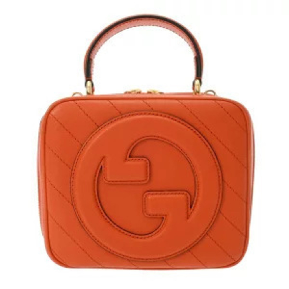 Gucci Interlocking G Blondie Top Handle Bag Orange Leather Handbag